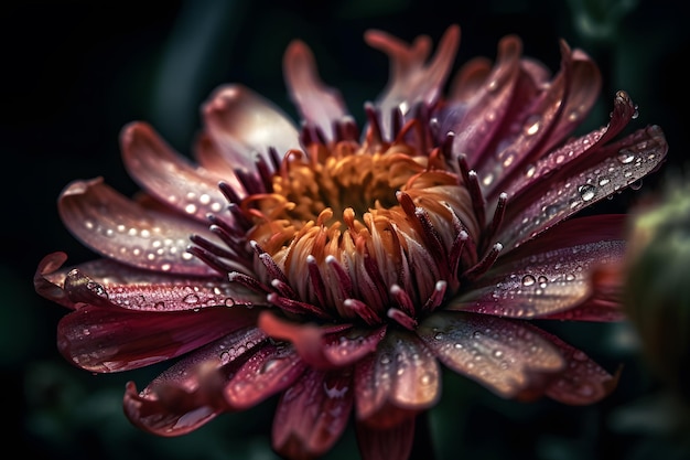 Eine Blume mit Wassertropfen darauf