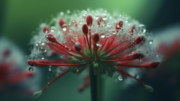 Eine Blume mit Wassertropfen darauf