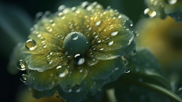 Eine Blume mit Wassertropfen darauf