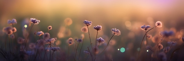 Eine Blumenwiese im Sonnenuntergang