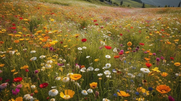 Eine Blumenwiese in den Bergen