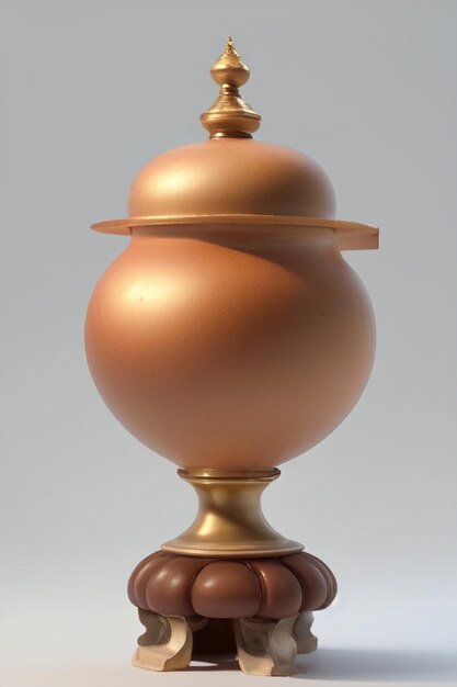 Eine braun-goldfarbene Vase mit rundem Oberteil.