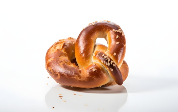 Eine Brezel mit Sesamkörnern obendrauf