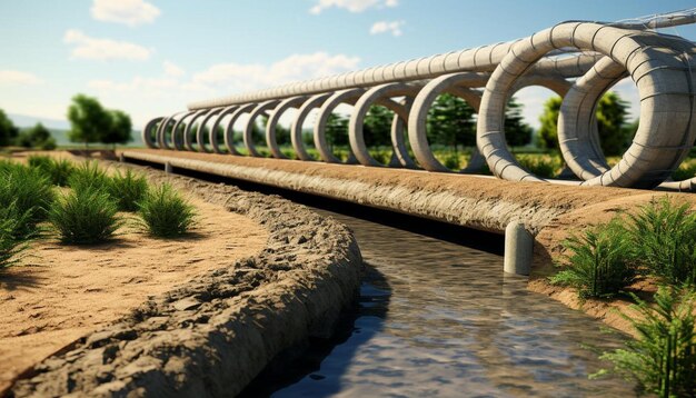 eine Brücke, auf der ein großer Kreis steht