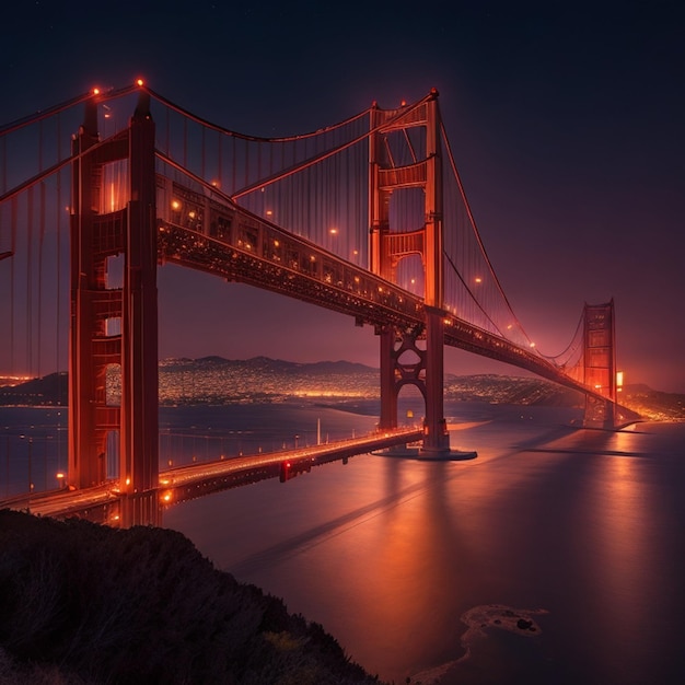 Eine Brücke, auf der ein rotes Licht leuchtet