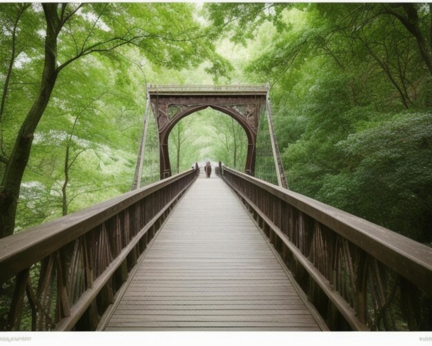 eine Brücke mit einem Paar, das über sie geht