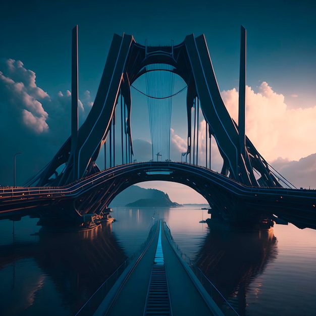 Eine Brücke mit einer blauen Linie, auf der das Wort „Brücke“ steht