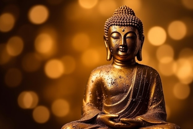 Eine Buddha-Statue mit goldenem Hintergrund