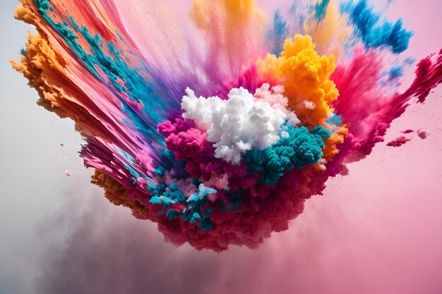 eine bunte Explosion von Farbe auf einem weißen Hintergrund