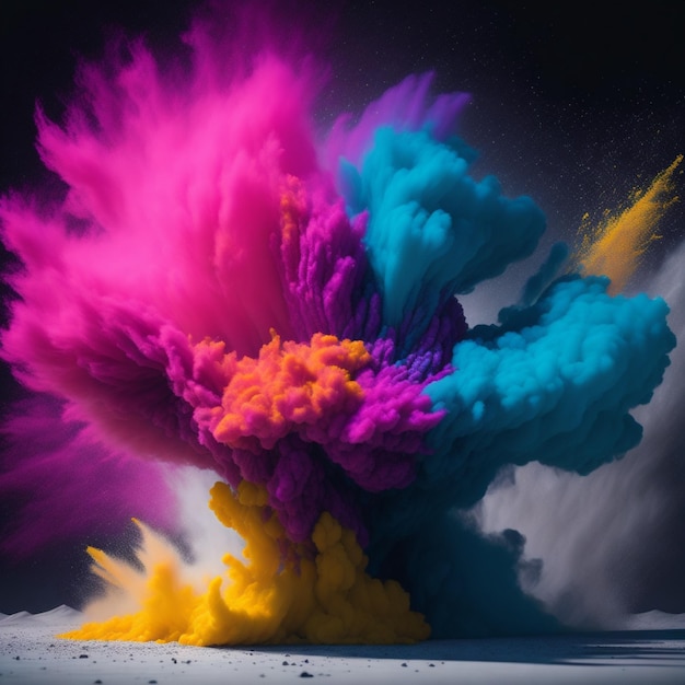 Eine bunte Farbexplosion aus Staub