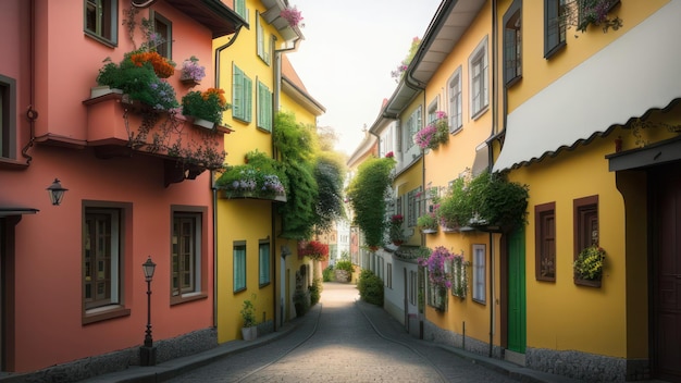 Eine bunte Straße in der Stadt Bern