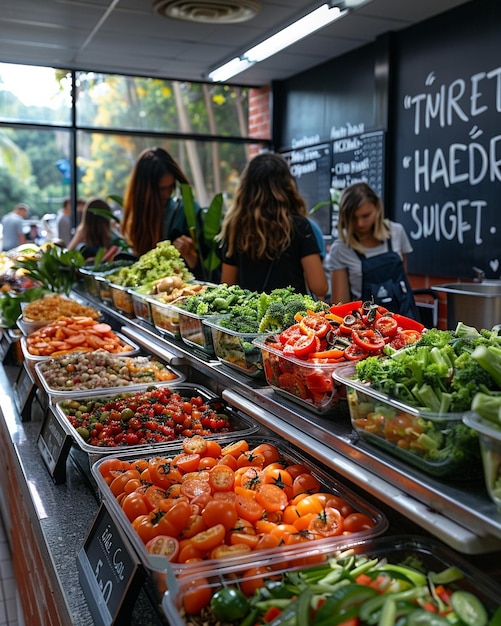 Eine Cafeteria mit Salatbar Studenten Tapeten
