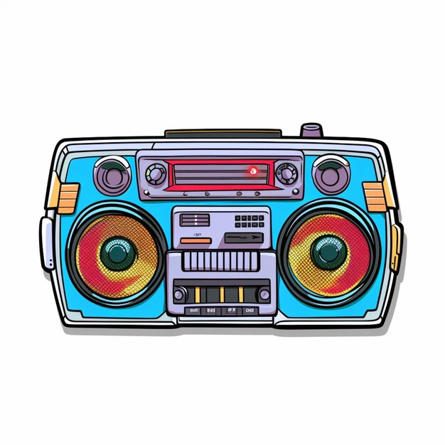 Foto eine cartoon-boombox mit lautsprechern und einem radio oben generative ai