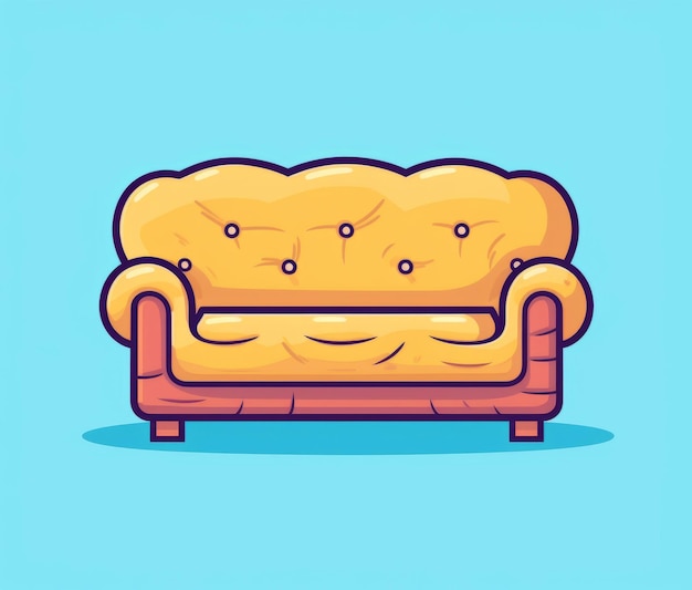 Foto eine cartoon-couch mit gelber rückenlehne