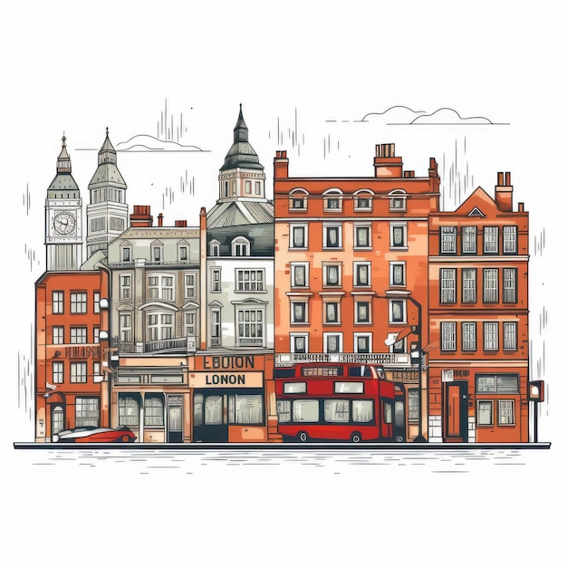 Eine Cartoon-Illustration der Stadt London