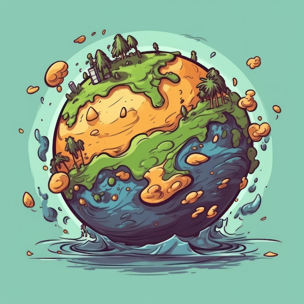 Eine Cartoon-Illustration des Planeten ERDE