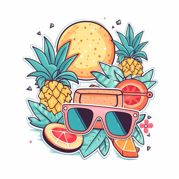 Foto eine cartoon-illustration einer ananas-generative ai