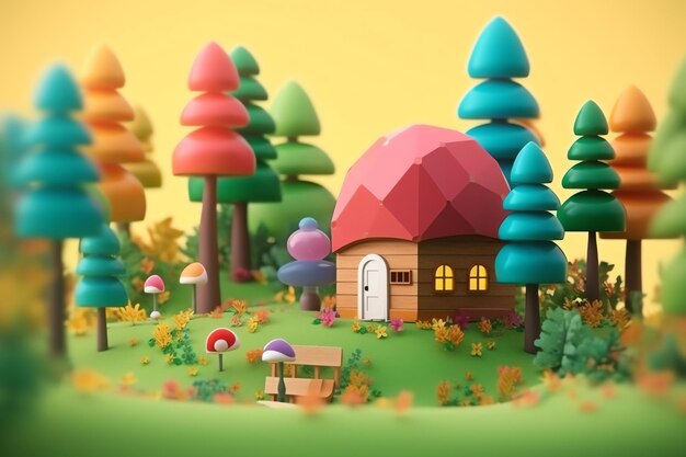 Eine Cartoon-Illustration eines Hauses mit einem Haus darauf