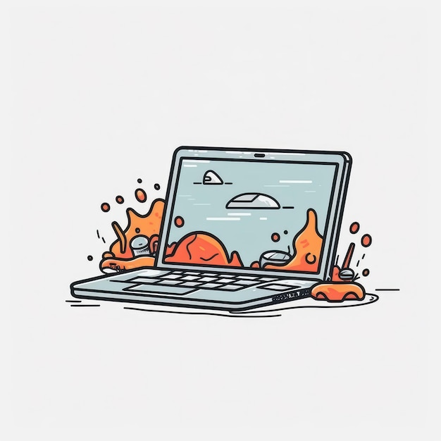 Eine Cartoon-Illustration eines Laptops