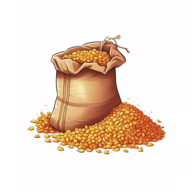 eine Cartoon-Illustration eines Maissacks mit einem Maissack generativer Ai
