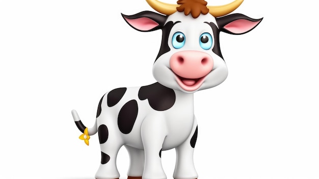 Eine Cartoon-Kuh mit einem Etikett, auf dem "Kuh" steht