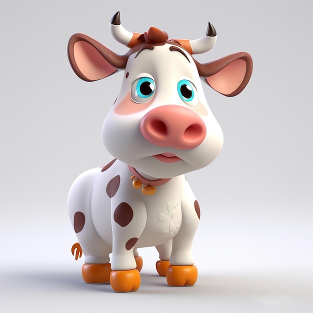 Eine Cartoon-Kuh mit einem Etikett, auf dem steht: "Ich bin eine Kuh"