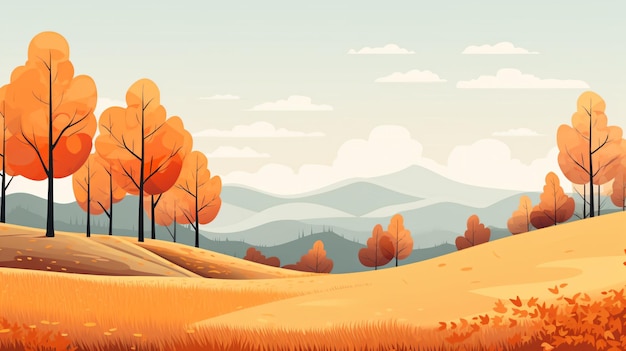 eine Cartoon-Landschaft mit einer Bergkette im Hintergrund
