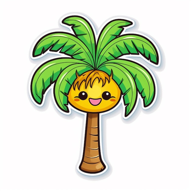 Foto eine cartoon-palme mit einem darauf gezeichneten gesicht, generative ki