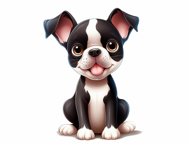 Eine Cartoon-Zeichnung eines Boston-Terrier-Hundes