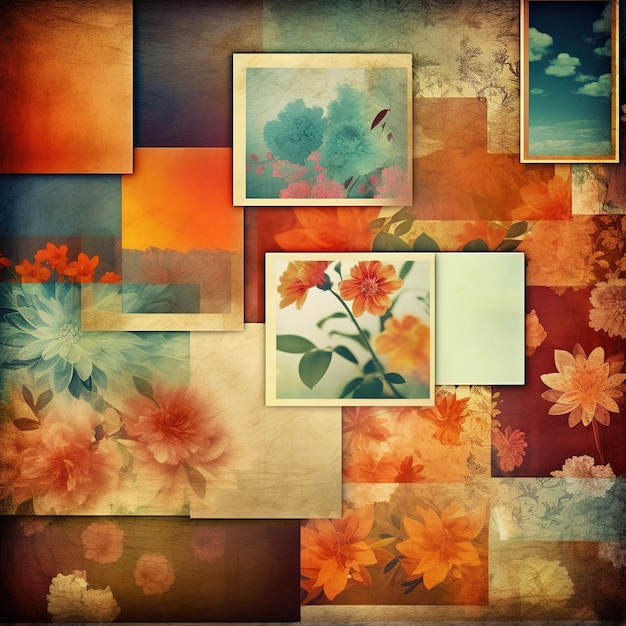 Eine Collage aus Blumen und Bildern mit der Aufschrift „Blumen“.