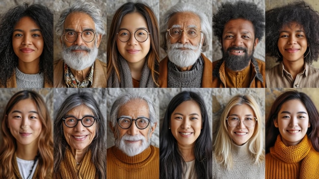 Foto eine collage aus vielen verschiedenen menschen menschen verschiedener nationalitäten und rassen