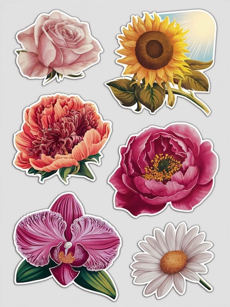 eine Collage von Blumen und Pflanzen aus dem Garten der Blumen