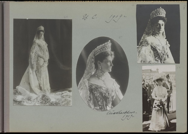 eine Collage von Fotografien, darunter eine Frau und eine Frau mit einer Krone
