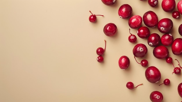 Eine Cranberry, umgeben von einigen Cranberry-Clustern