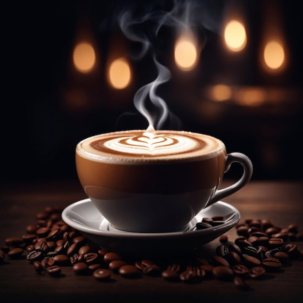 Eine dampfende, heiße Tasse Kaffee
