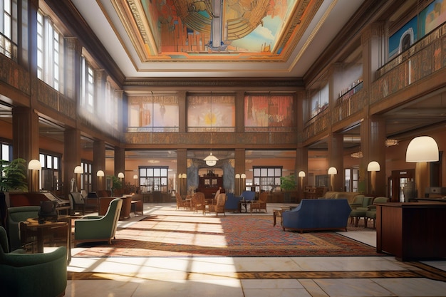 Eine Darstellung der Lobby des Hotels.