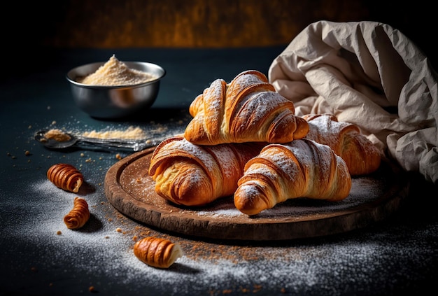 eine Darstellung eines croissants, einer typischen französischen Süßigkeit, die durch KI erzeugt wurde