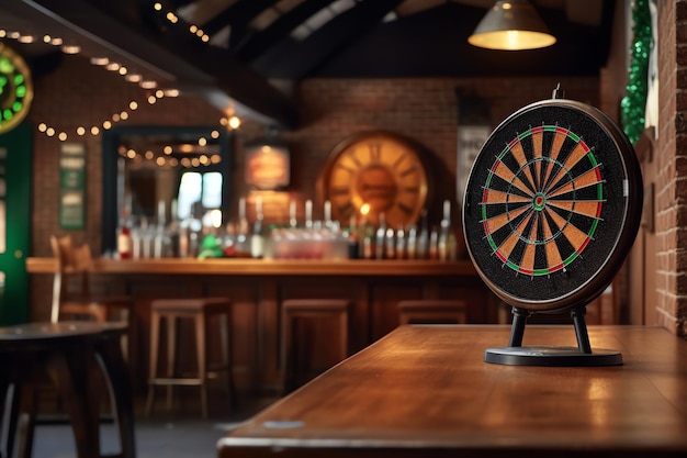 Eine Dartscheibe in einer Bar mit leerem Pub