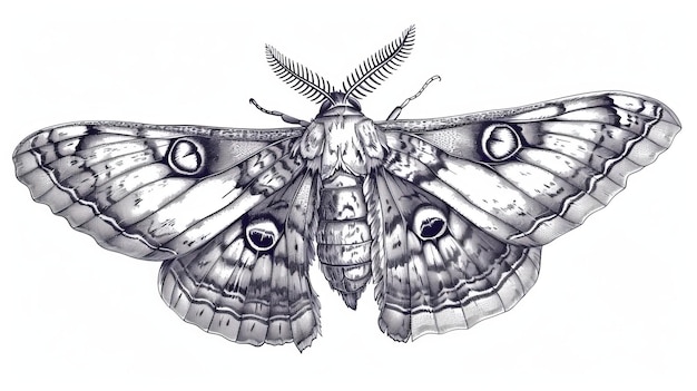 Eine detaillierte, eingravierte Greta Oto im Retro-Stil Eine handgezeichnete Insekt-Motze Handgezeichnte moderne grafische Illustration, isoliert auf weißem Hintergrund