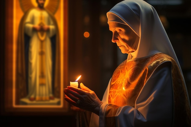 Eine Dienerin der Kirche und Gottes, eine Nonne, eine Frau, die zur Erlösung durch die Religion Jesus Christus betet