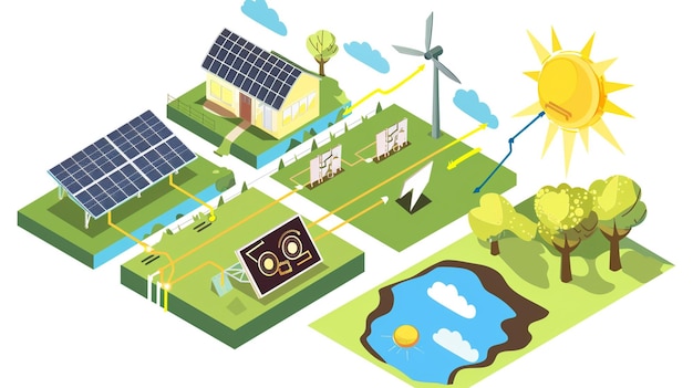 eine digitale Abbildung von Solarmodulen und Solarmodulen