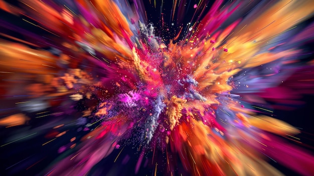 Foto eine digitale explosion von farbe und form in bewegung, ki-generierte illustration