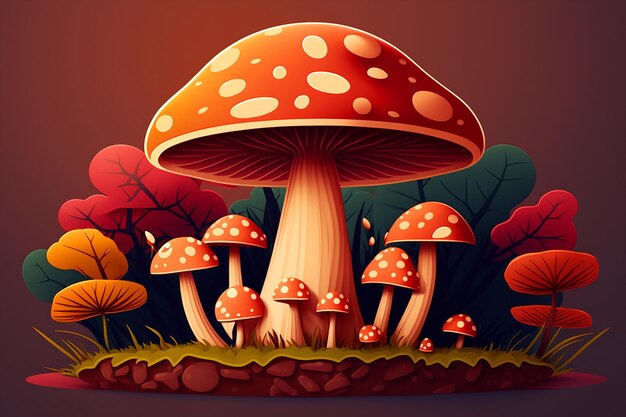 Eine digitale Illustration eines Pilzes mit einem Pilz darauf