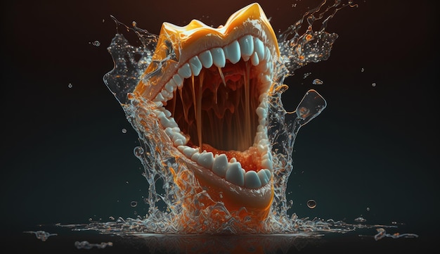 Eine digitale Kunst eines Mundes mit einem Spritzer Wasser.