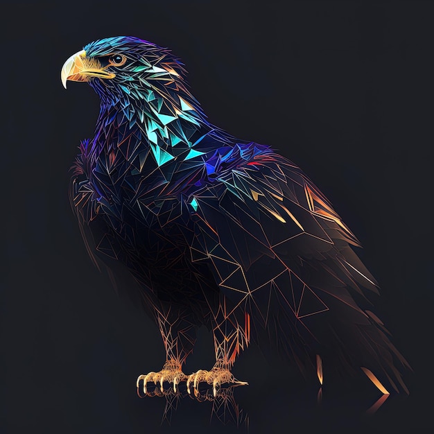Eine digitale Kunst mit leuchtenden Linien eines Adlers - eine mutige und auffällige Illustration der Macht und Freiheit