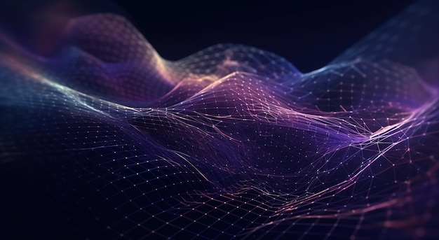 Eine digitale Welle mit violettem Hintergrund
