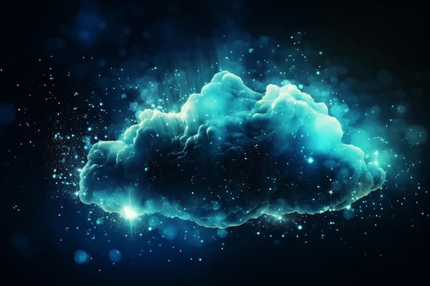 Eine digitale Wolke auf einem blauen Tech-Hintergrund