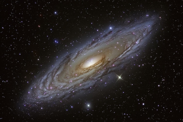 Eine DSLR-Kamera mit einer Belichtungsdauer von fast einer Stunde hat dieses Bild der Andromeda aufgenommen