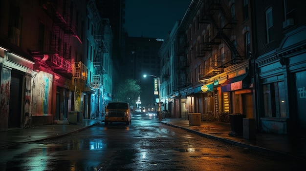 Eine dunkle Straße in der Stadt Manhattan