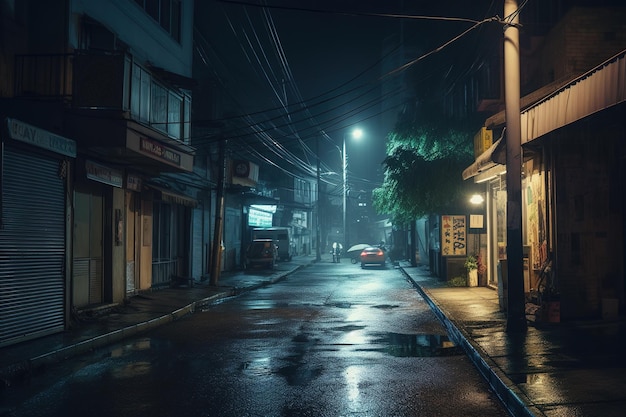 Eine dunkle Straße in Hoi An, Vietnam.